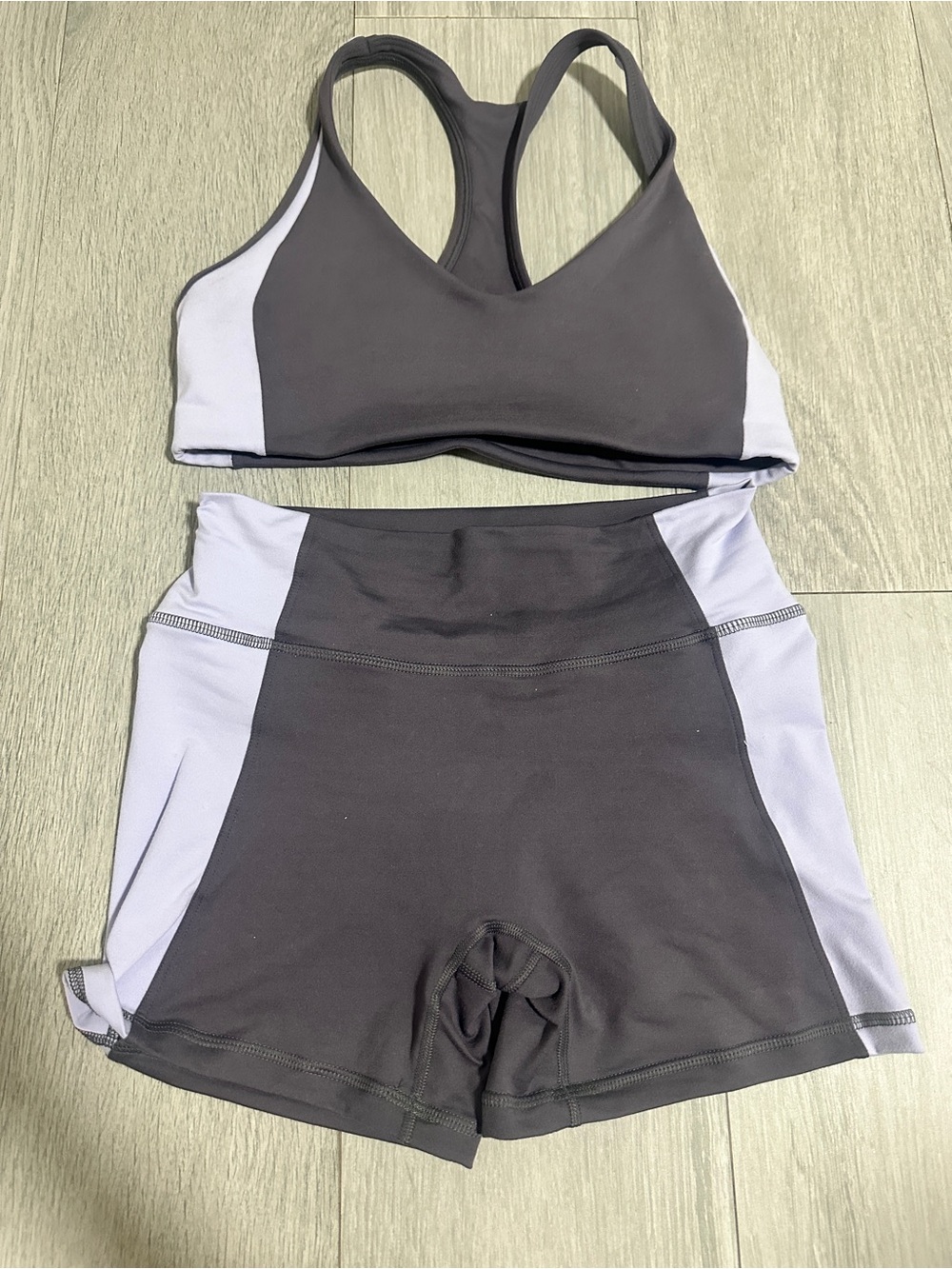 Fleo Charcoal with Light Lavender Panel Athletic Shorts